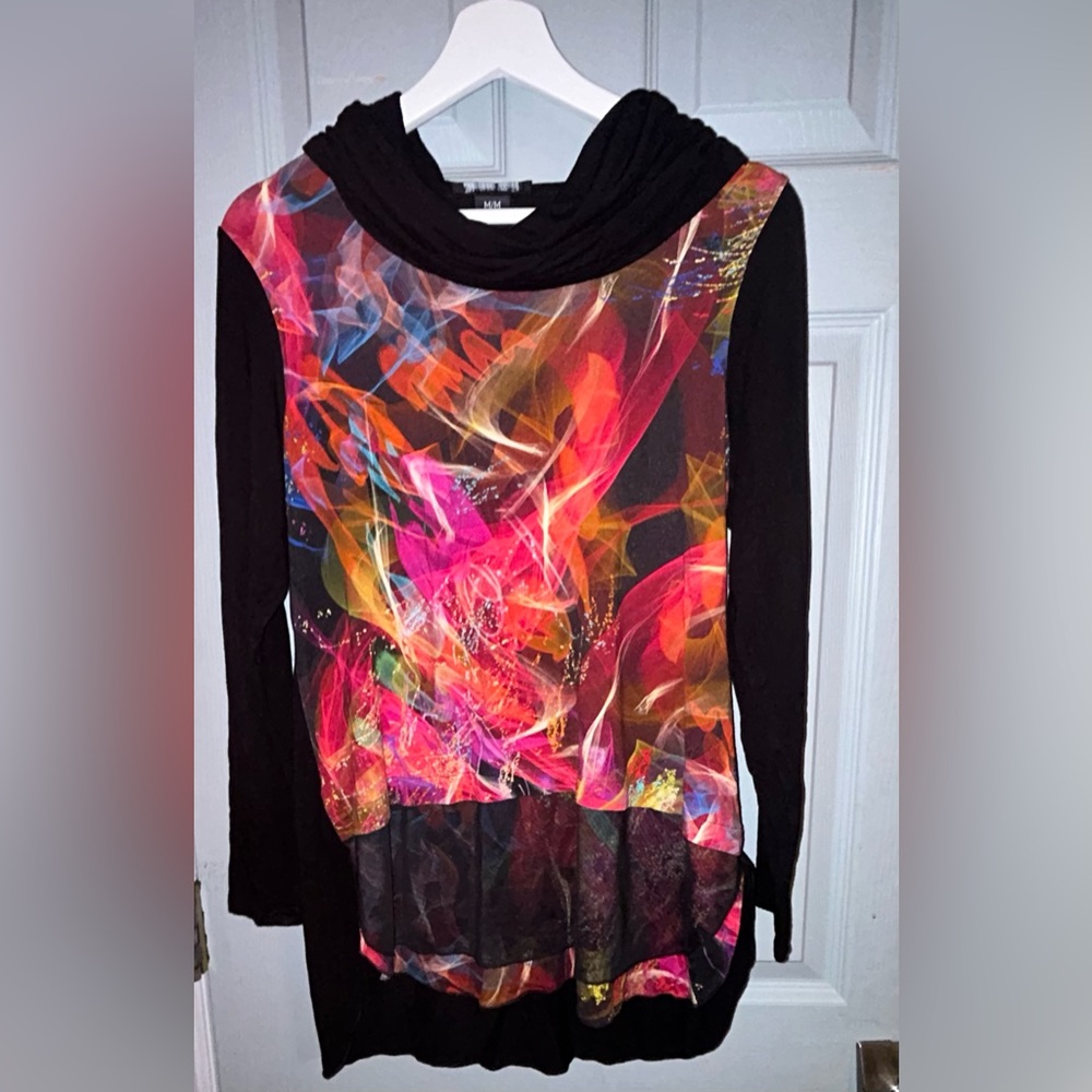 Michael Tyler size medium cowl neck long sleeve layered shirt